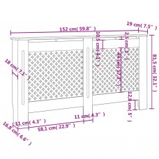 Radiatora pārsegs, balts, 152x19x81,5 cm, mdf