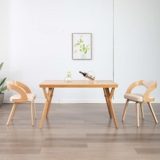 Virtuves krēsli, 2 gab., liekts koks un mākslīgā āda, krēmkrāsā