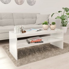 Kafijas galdiņš, 100x40x40 cm, spīdīgi balts, skaidu plāksne
