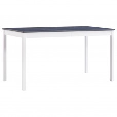 Virtuves galds, balts un pelēks, 140x70x73 cm, priedes koks