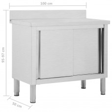 Darba galds ar bīdāmām durvīm, 100x50x(95-97) cm, tērauds