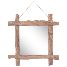 Spogulis, koka krāsa, 70x70 cm, baļķu dizains, masīvkoks