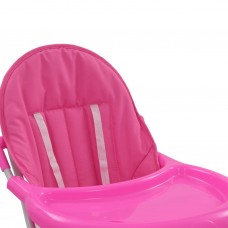 Bērnu barošanas krēsls, rozā ar baltu