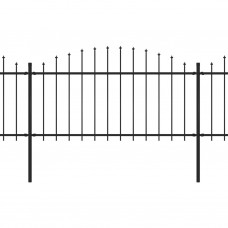 Dārza žogs ar pīķiem augšpusē, tērauds, (1,25-1,5)x6,8 m, melns