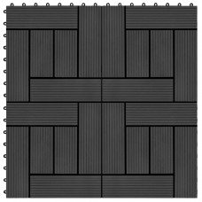 Terases flīzes, 22 gab., wpc, 30x30 cm, 2 m2, melnas