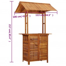 Dārza bāra galds ar jumtu, 113x106x217 cm, akācijas masīvkoks