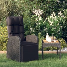 Atgāžams dārza krēsls ar matraci, melna pe rotangpalma