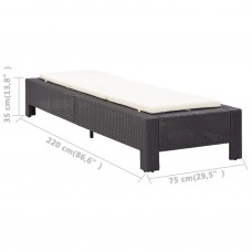 Sauļošanās gulta ar matraci, melna, pe pinums