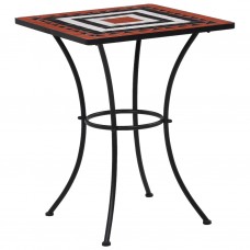 Mozaīkas bistro galds, 60 cm, sarkanbrūns ar baltu, keramika