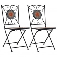 Bistro krēsli, 2 gab., mozaīkas apdare, pelēki ar oranžu