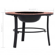 Ugunskura vietas galds, mozaīka, 68 cm, sarkanbrūns, keramika