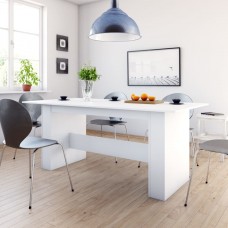 Virtuves galds, 180x90x76 cm, balts, skaidu plāksne
