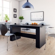 Virtuves galds, 180x90x76 cm, melns, skaidu plāksne