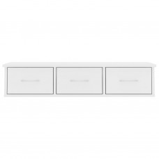 Sienas atvilktņu plaukts, balts, 88x26x18,5 cm, skaidu plāksne
