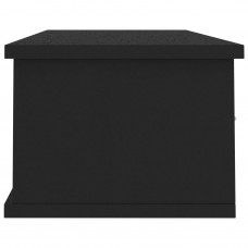 Sienas atvilktņu plaukts, melns, 88x26x18,5 cm, skaidu plāksne
