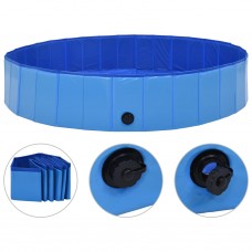 Suņu baseins, salokāms, zils, 160x30 cm, pvc