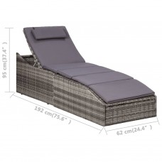 Sauļošanās gulta ar matraci, pelēka, pe pinums