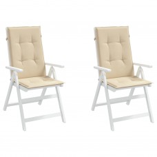 Dārza krēslu spilveni, 2 gab., bēši, 120x50x3 cm, audums