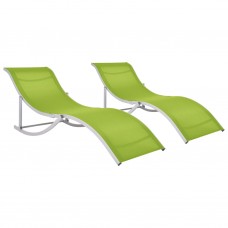 Saliekami sauļošanās krēsli, 2 gab., zaļš tekstilēns