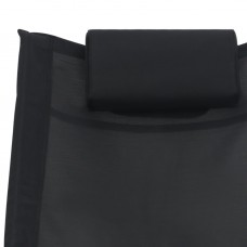 Sauļošanās zvilnis ar spilvenu, melns tekstilēns