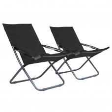 Salokāmi pludmales krēsli, 2 gab., melns audums