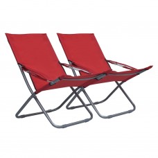 Salokāmi pludmales krēsli, 2 gab., sarkans audums