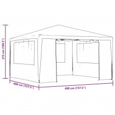 Dārza nojume ar sānu sienām, profesionāla, 4x4 m, balta, 90 g/m²