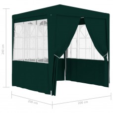 Dārza nojume ar sānu sienām, profesionāla, 2x2 m, zaļa, 90 g/m²