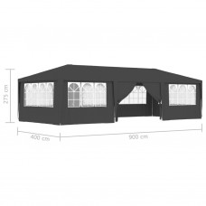 Dārza nojume ar sānu sienām, profesionāla, 4x9 m, pelēka