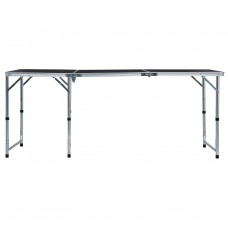Saliekams kempinga galds, pelēks, alumīnijs, 180x60 cm