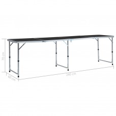 Saliekams kempinga galds, 240x60 cm, pelēks, alumīnijs