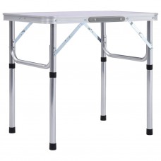 Saliekams kempinga galds, balts alumīnijs, 60x45 cm