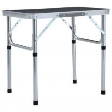 Saliekams kempinga galds, pelēks alumīnijs, 60x45 cm