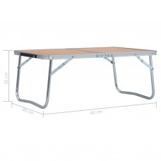 Saliekams kempinga galds, brūns alumīnijs, 60x40 cm