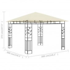 Dārza nojume ar moskītu tīklu, 3x3x2,73 m, 180 g/m², krēmkrāsas