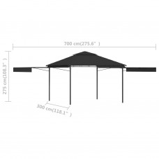 Nojume ar 2 izvelkamiem jumtiem, 3x3x2,75 m, pelēka,180 g/m²