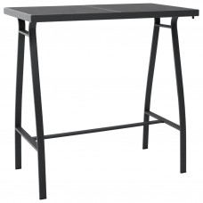 Dārza bāra galds, melns, 110x60x110 cm, rūdīts stikls