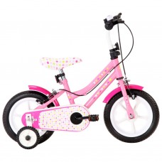 Bērnu velosipēds, 12 collas, balts ar rozā