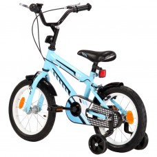 Bērnu velosipēds, 14 collas, melns ar zilu