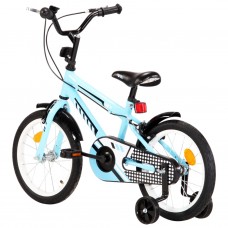 Bērnu velosipēds, 16 collas, melns ar zilu