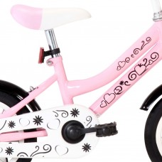 Bērnu velosipēds ar priekšējo bagāžnieku, 12 collas, balts,rozā