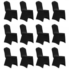 Krēslu pārvalki, 12 gab., melns elastīgs audums