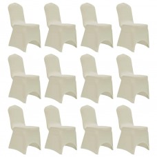 Krēslu pārvalki, 12 gab., krēmkrāsas elastīgs audums