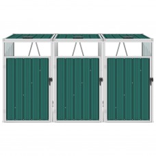 Trīsdaļīga nojume atkritumu konteineriem, zaļa, 213x81x121 cm