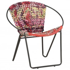Apaļas formas krēsls, daudzkrāsains audums