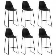 Bāra krēsli, 6 gab., melna plastmasa