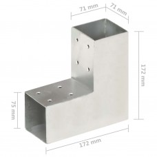 Stabu savienotāji, l forma, 4 gab., cinkots metāls, 71x71 mm