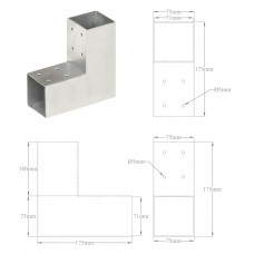 Stabu savienotāji, l forma, 4 gab., cinkots metāls, 71x71 mm