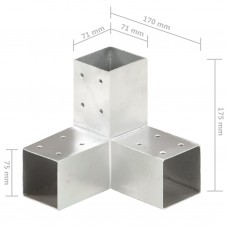 Stabu savienotāji, y forma, 4 gab., cinkots metāls, 71x71 mm