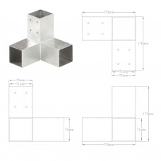 Stabu savienotāji, y forma, 4 gab., cinkots metāls, 71x71 mm